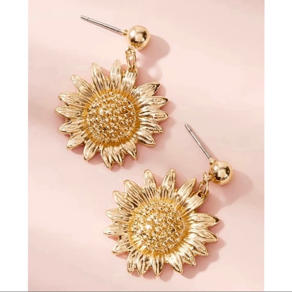Sunflower Drop Stud Earrings - Picture 2 of 6